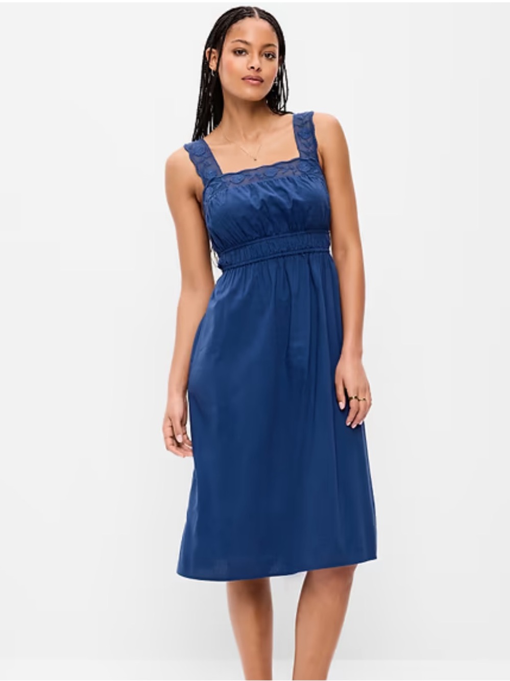 Old Navy Fit & Flare Smocked-Waist
Midi Dress Size XS Pacific Blue Tank top NEW
